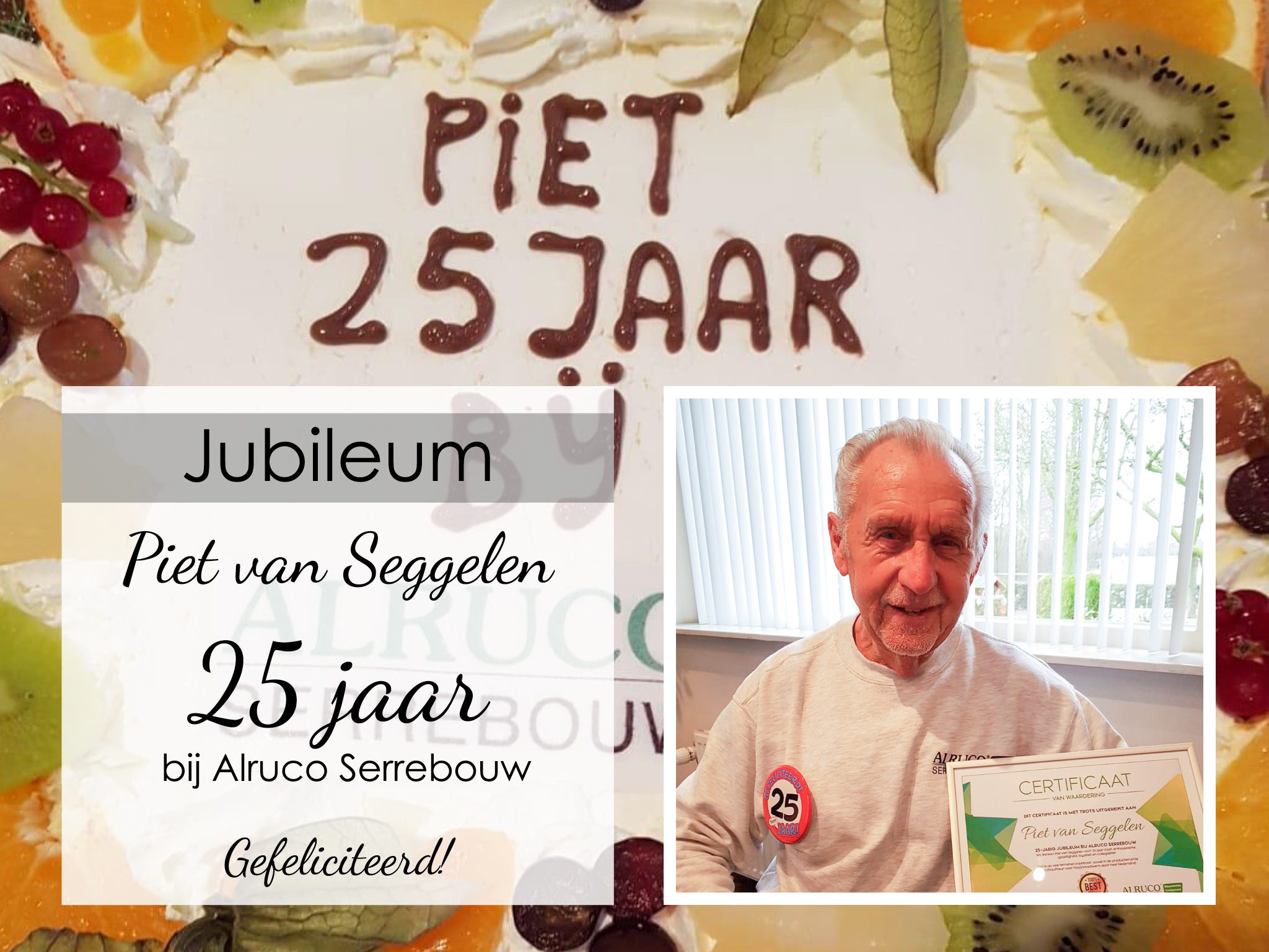 25 jarig jubileum medewerker alruco